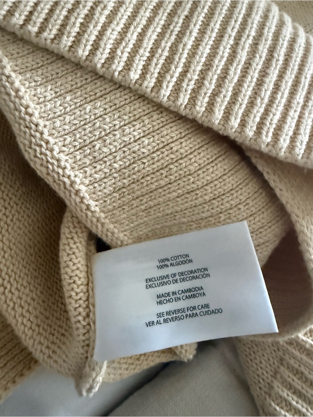 GAP 100% Cotton Cream Oversized Crewneck Sweater XL - Picture 6 of 6